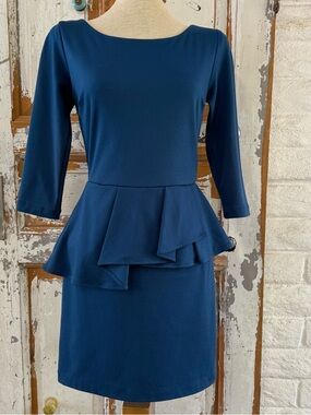 Sunday in Brooklyn Navy Peplum Sheath Dress